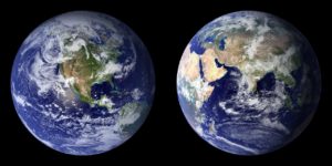 two earths side by side photo