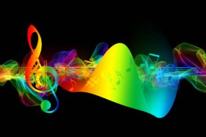 rainbow music notes and waves photo