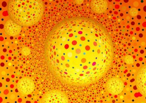 circles within circles on bright yellow ball image