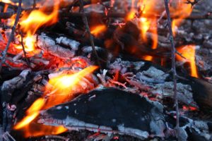 fire with ash and embers photo