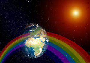 cosmic earth rainbow light image